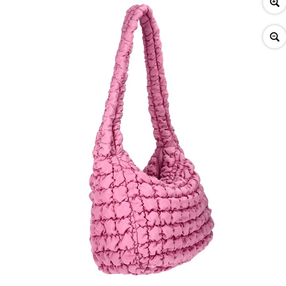 Oversized Quilted Puffy Rose Pink Lilac Hobo Shoulder Carryall Bag NWT - Picture 13 of 15